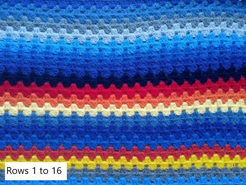 sequence of stripes (1-16) for space adventure themed crochet blanket