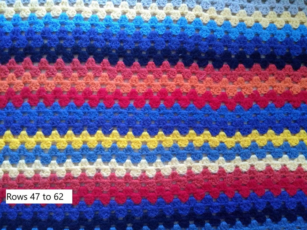 sequence of stripes (47-62) for space adventure themed crochet blanket