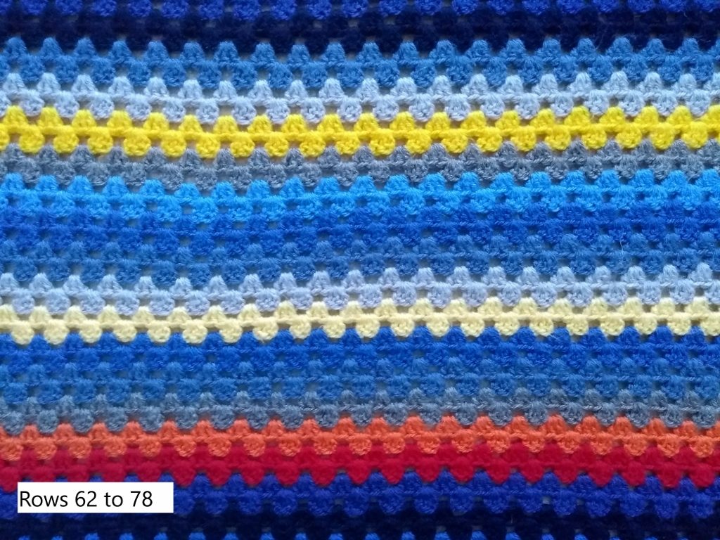 sequence of stripes (62-78) for space adventure themed crochet blanket