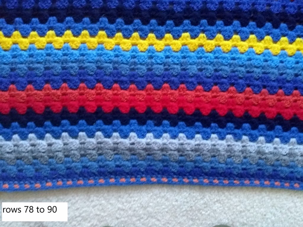 sequence of stripes (78-90) for space adventure themed crochet blanket