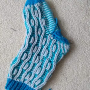 detail of wrong side of brioche design on sock