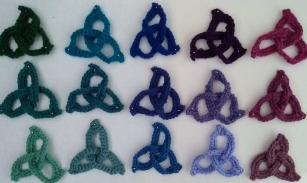 samples of the colours chosen for the crochet blanket