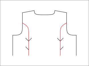 schematic showing location of increases or decreases on the princess line